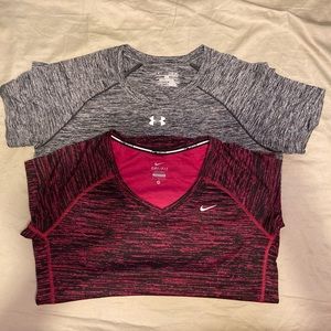 Women’s Dry Fit tops - (1) Nike & (1) Under Armour - size Medium